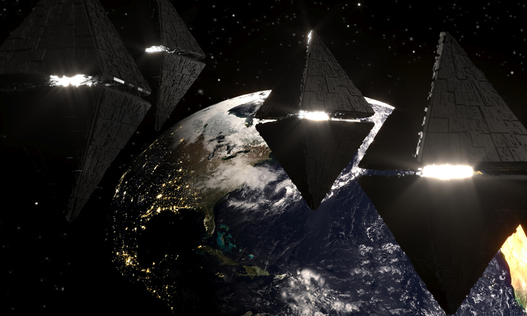 Alien spaceships visiting Earth