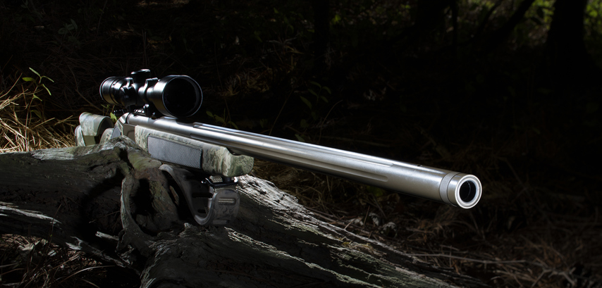 Barrel end of a 50 caliber inline muzzleloader