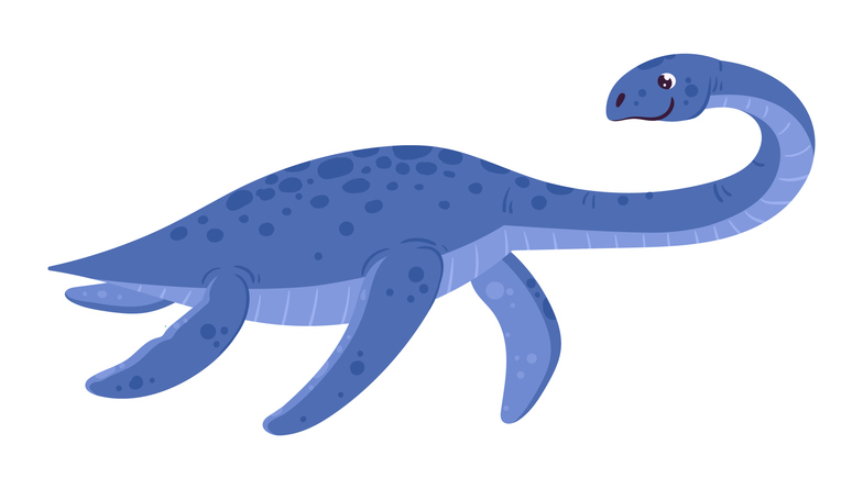 Elasmosaurus marine reptile. Plesiosaurs carnivorous underwater dinosaur, long-necked cretaceous period dinosaur, ancient herbivorous elasmosaurus dino flat vector illustration. Elasmosaurus reptile