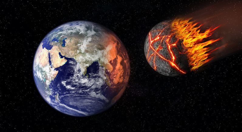 Big burning asteroid fast approaching Earth