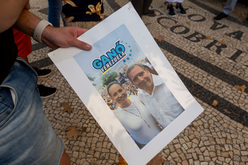 Venezuelans Living In LIsbon Gathered In Support Of Maria Corina Machado And Edmundo Gonzalez