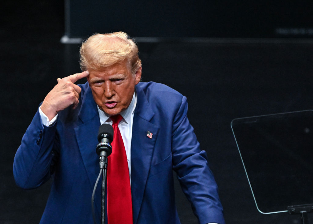 Former President Donald Trump speaks about the tax code and U.S. manufacturing