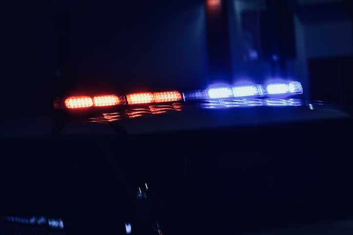 Flashing police siren on a crime scene