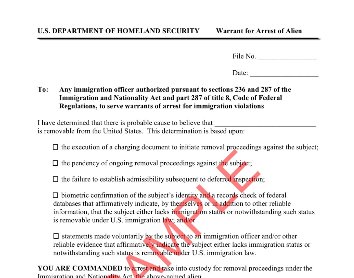 “Un documento de deportación no es lo mismo que una orden de registro”