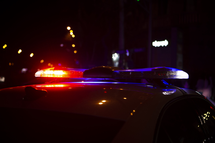 Police car in the night city