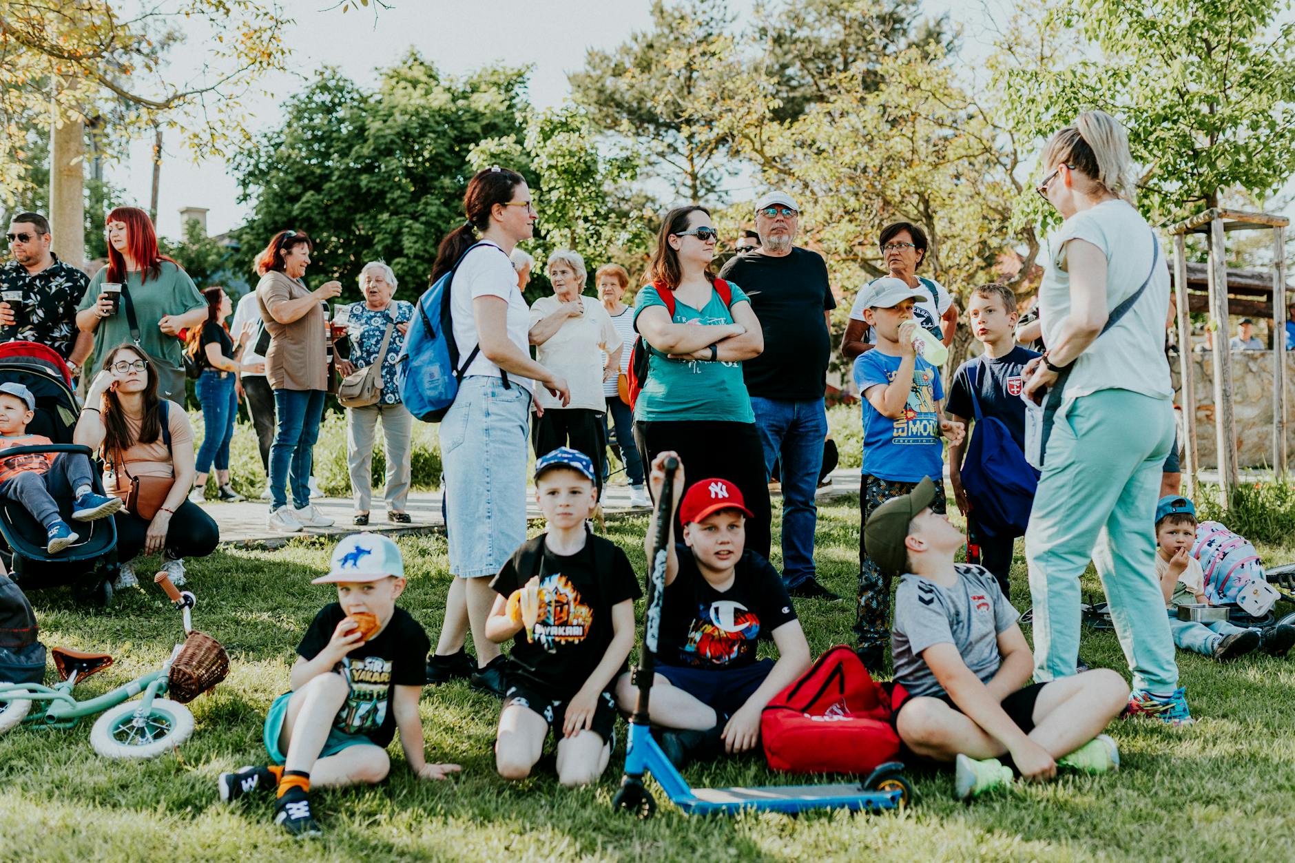 outdoor family event gathering under sunny skies