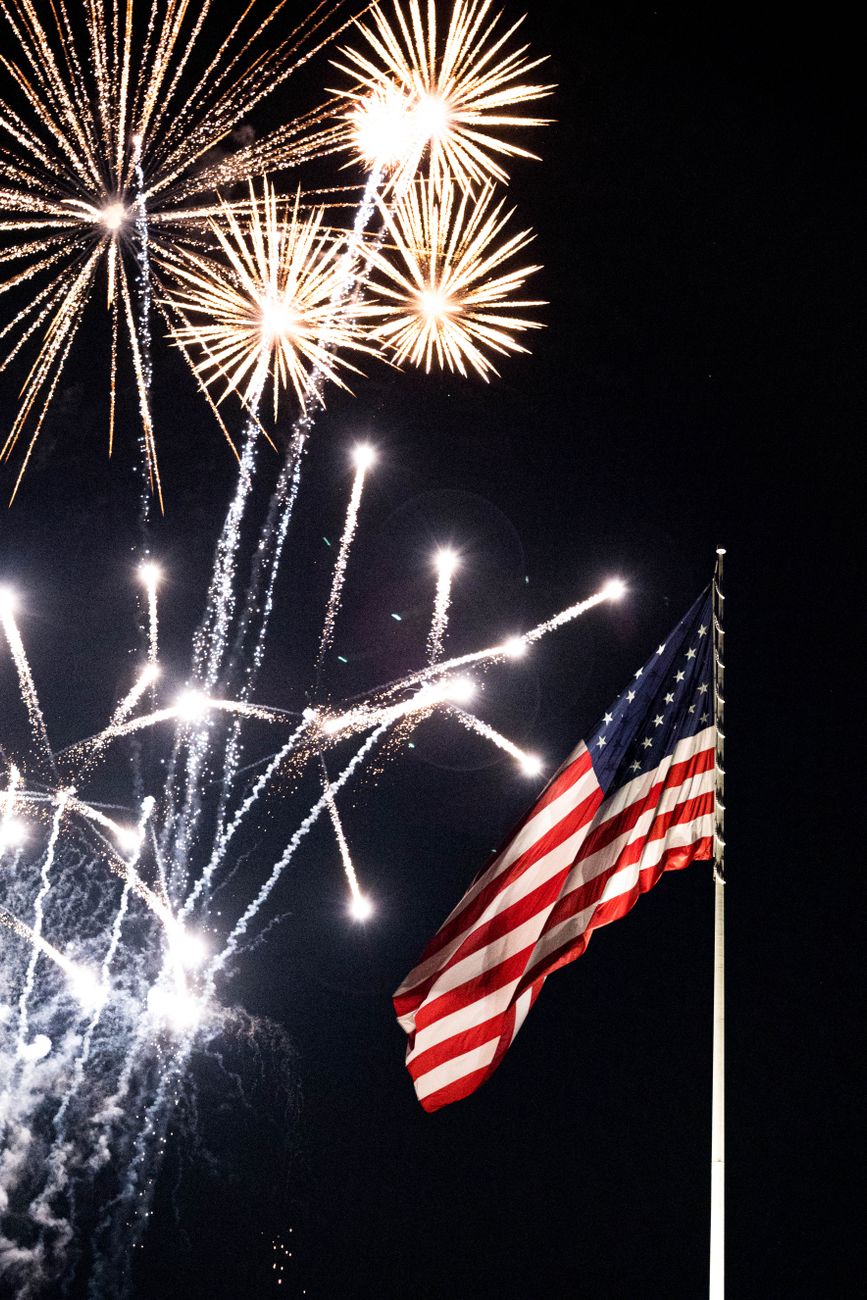 the flag of america during a fireworks display